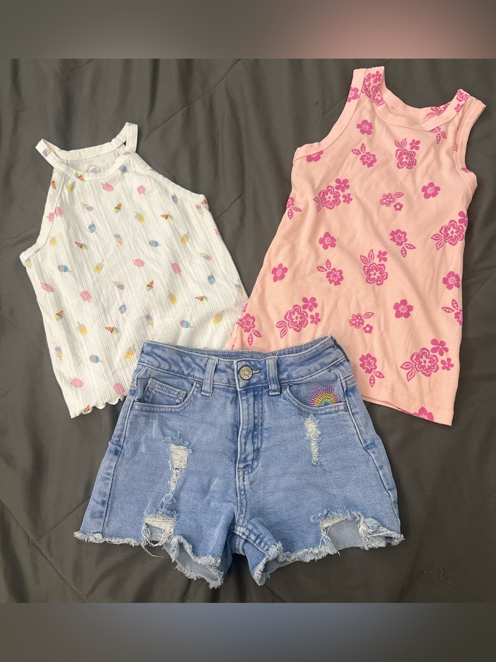 Kids bundle two tank tops with shorts 8-12